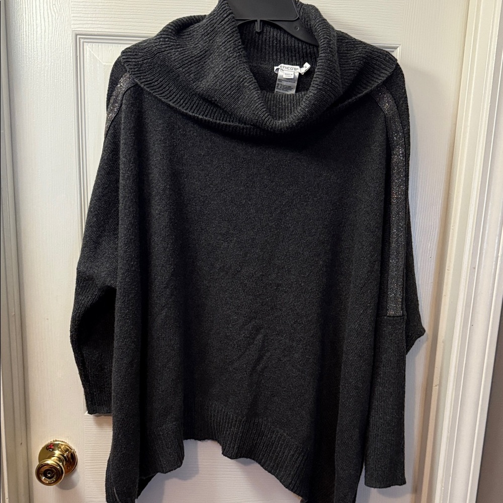 Chico's Charcoal Cowl Neck Sweater